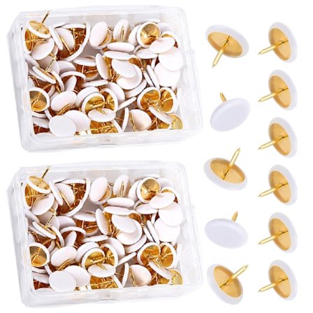 200 stk. hvide tegnestifter - flade runde hoveder i jern, opslagstavlestifter, velegnet til opslagstavler eller korktavler på kontorer