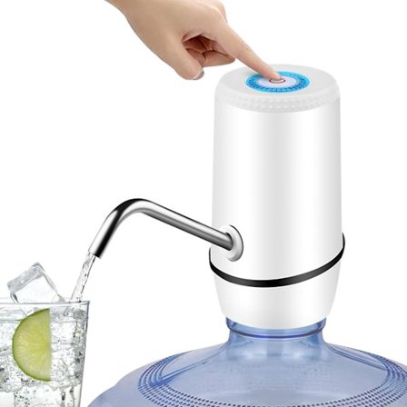 5 Gallons Vann dispenser, Elektrisk Drikkevannspumpe Automatisk Bærbar Vannkanne Pumpe for 5 Gallons Flaske - Hvit