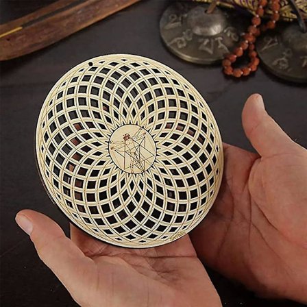 8 stk. Sacred Geometry Vægkunst Blomster af Liv Gitter Træ Accent Dekor Træ Krystal Gitter Bræt Woo(træfarve)