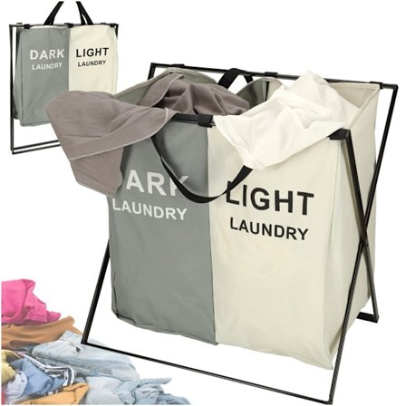 Tvättkorg med 2 Fack - Korg till tvätt