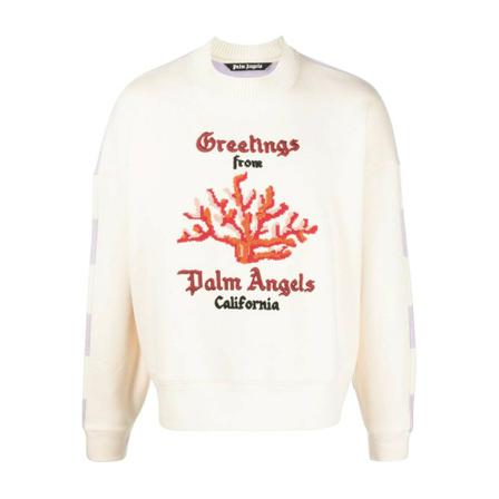 Palm Angels Coral mix knit sweatshirt , Wit , Heren , Maat: L