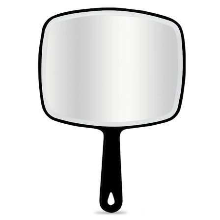 Stor håndholdt spejl, håndholdt spejl med håndtag, salonspejl til