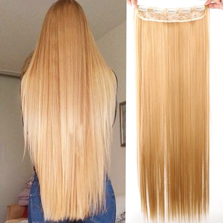 JINKAILI Syntetisk 20-40 tommer ekstra langt lige hårforlængelse 5 klips sort blond brun rød høj temperatur falsk hårstykke