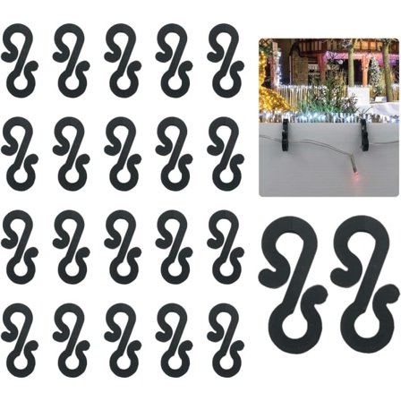50 stk. sorte mini tagrenderkroge til julelys, julelys, fe-lyskæde, lys tagrenderklips S-form ophængningskroge