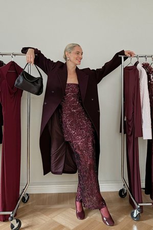 NA-KD Tube-Pailletten-Top - Party-Sets Silvester - Lila - S (EU 34-36)