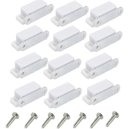 Dørfang, Magnetisk dørfang til skab 12 stk. + 52 stk. skruer, kraftig magnetisk lukning, køkkenlås, små hjemmemøbler, garderobe