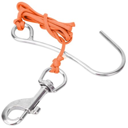 Sukelluksen virtauskoukku ruostumattomasta teräksestä riuttakoukku varusteet narulla oranssi