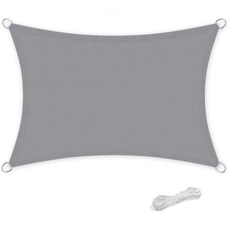 2 x 3 meter grå solskyddssegel, vattentät rektangulär för trädgård