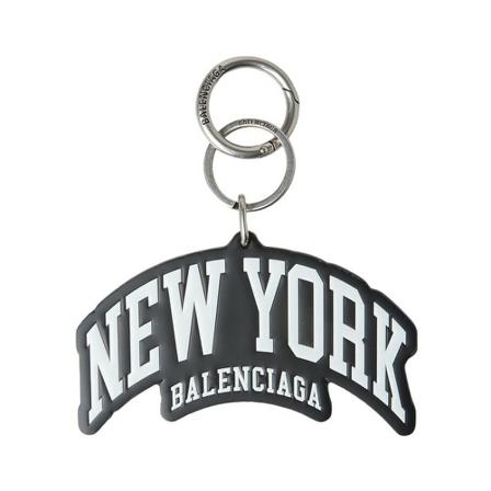 Balenciaga, New York Logo Keychain Zwart, Heren, Maat:ONE Size,leer