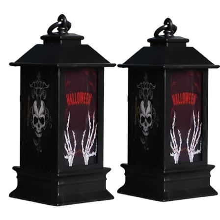 2 stk. Halloween dekorative lykter, Halloween LED lyktlys med gresskar og spøkelsesdesign - Vin