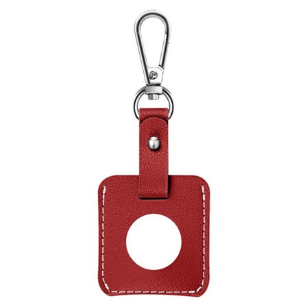 AirTags läderöverdrag med fyrkantig form och nyckelring - Röd