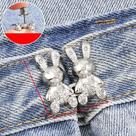 2 STK bukse midje strammer knappstifter SØLV