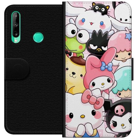 Yhteensopiva Lompakkokotelo Huawei P40 lite E Tiheä kuvio suloisia hahmoja, joilla on suuret silmät eri väreissä ja ilmeissä LABUBU-tekstillä