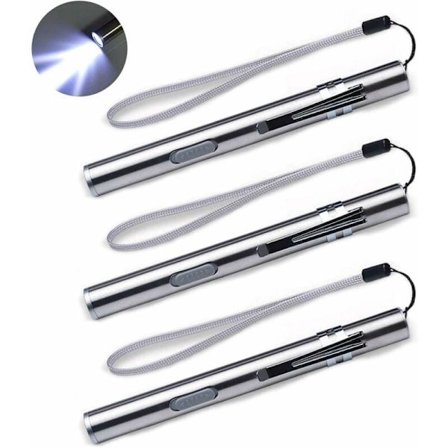 Pakke med Sykepleier Pennelykt Medisinsk Pennelykt USB Oppladbar LED Lommelykt Rustfritt Stål Lommelykt for Leger Studenter Fysikere
