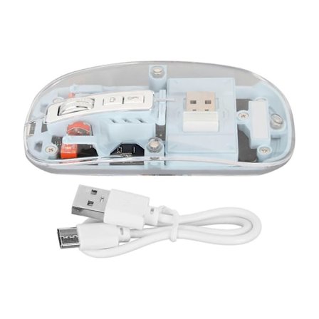 Trådløs Bluetooth Mus Transparent Klar Cool Skal Lydløs Klik Farverige Åndedrætslys Bærbar Computer Mus Blå