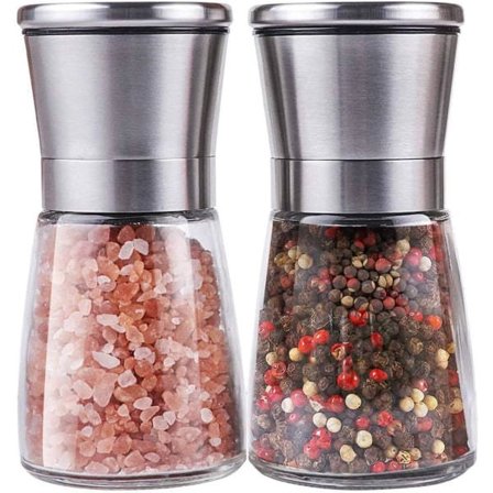 IC Manuell pepper- og saltkvern Krydderkverner Justerbar salt- og peppershaker Keramisk krydderkvern 8 tommers sett med 2
