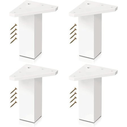 Vita Møbelben Sæt med 4 Ben Skruer Inkluderet - Hvid Farve, Højde 10 cm - DIY Ben til Bord (Pakke med 4 Ben)