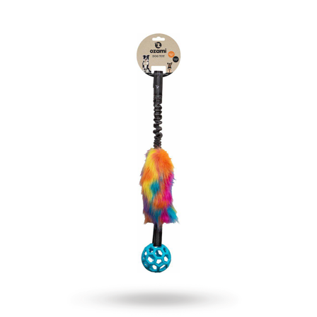 Ozami - Play-n-tug Unicorn Kampleksak med fuskpäls och Boll 65 cm - Hundleksaker