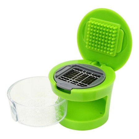 Hvitløkspresse, hånddrevet kvern, hvitløkspresse, multifunksjonell hvitløksrenser, hvitløkskutter (grønn) (1 stk)