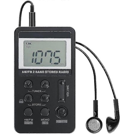 AM/FM Mini Lommeradio Bærbar Digital Tuning Stereo Walkman Radio med Oppladbart Batteri, LCD-skjerm og Hodetelefoner for Gåing/Jogging{AZC}