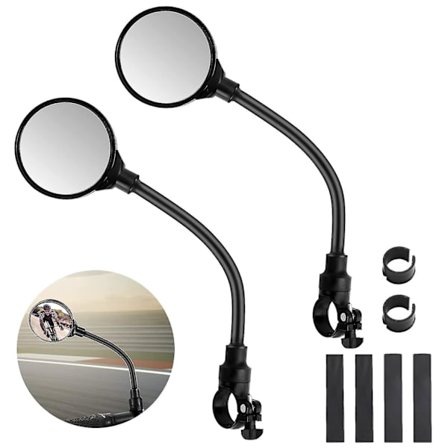 Polkupyörän peili ohjaustankoon - 2 kpl polkupyörän laajakulmainen taustapeili, turvallinen peili 3d - 360 säädettävä ja pyörivä polkupyörän peili - 