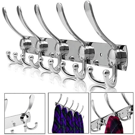 Väggmonterad klädhängare, klädkrokar i rostfritt stål, krokar för kläder