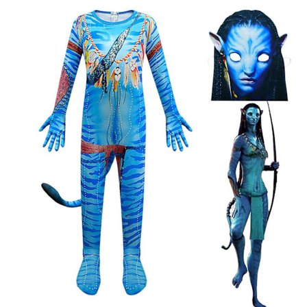 Avatar Water Way Alien Cosplay Kostym Mask Party Onesie 4676Jumpsuits-mask 140cm
