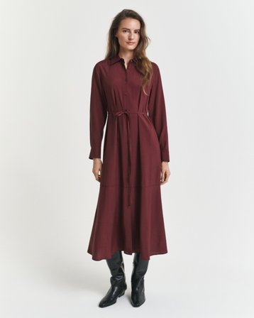 GANT Damen Midi-Hemdblusenkleid aus Viskose (38) Violett