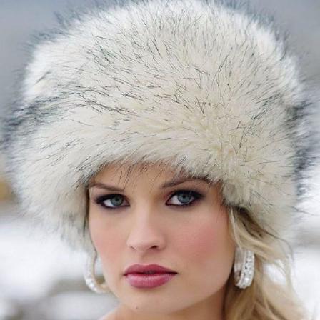 Dame Fluffy Faux Fur Russisk Hette Tykk Puffy Skihette