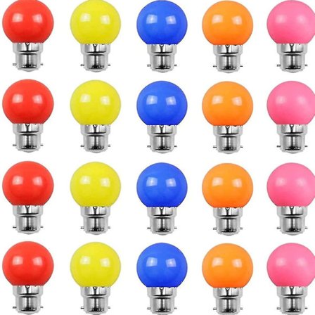 20-pakks fargede LED-pærer 2w E27 G45 lyspærer, LED-fargede golfballpærer, blandede farger rød grønn blå rosa gul 45mm x 68mm