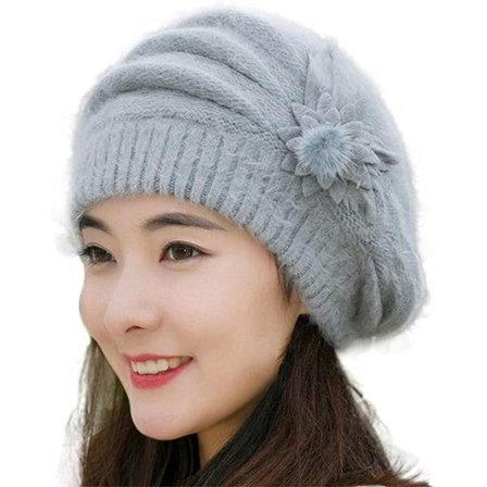 Huer Vinterhuer Damemode Dame Blomstret Strikket Hæklet Hue Vintervarm Hue Basker Huer Vintervarm