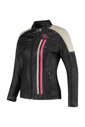 Giacca Moto Donna Rusty Stitches Alice Nero/Rosa Fluo 36