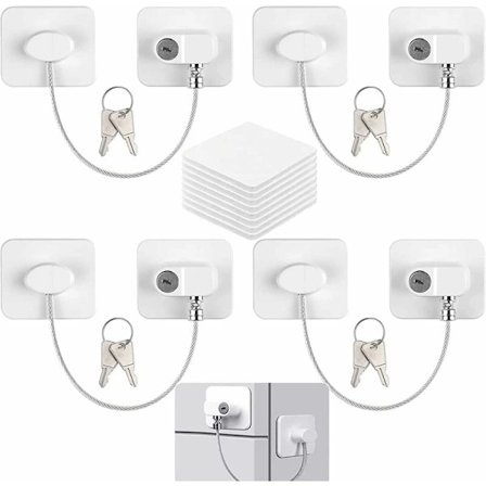 4-pack Barnsäkra fönsterlås och kylskåpslås med 8 nycklar