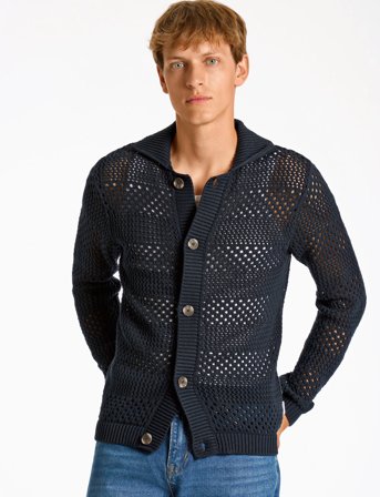 Lindbergh Crochet Cardigan - Black - XXL