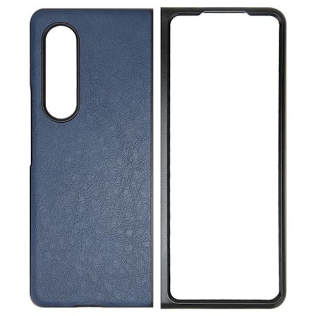 Fodral i konstläder för Galaxy Z Fold 3, reptåligt, vikbart skärmskydd, blått
