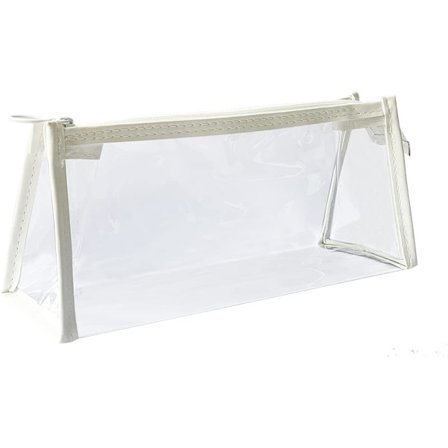 Gjennomsiktig pennal Etui Gjennomsiktig pennal for eksamen Stor kapasitet pennal Gjennomsiktig eksamens pennalpose Billig pennal (Hvit)