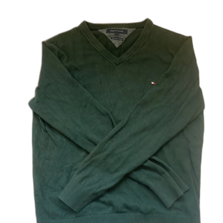 Mörkgrön v-ringad tröja Tommy Hilfiger