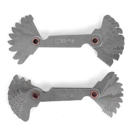 2 stk. Gevindmåler Metrisk 60 Imperial 55 Rustfrit Stål 20 Blade Skrue Pitch Måleværktøj