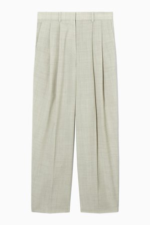 COS Femme Pantalon De Tailleur Large En Laine Décontracté in Beige
