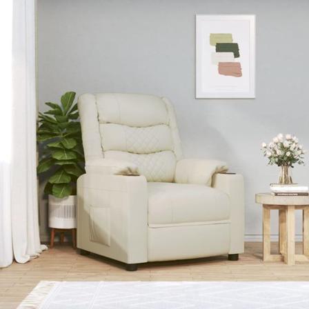Vidaxl Reclinerfåtölj Gräddvit Konstläder Kräm