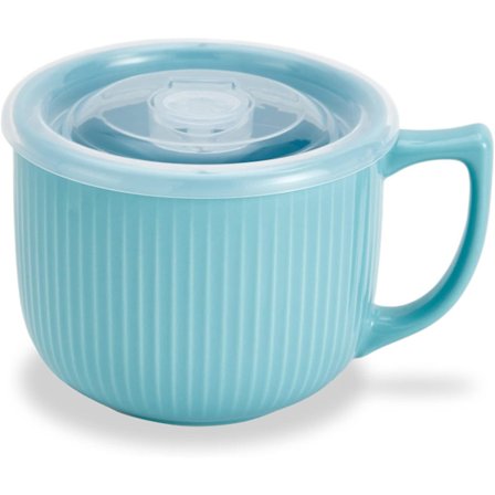 850 ml keraaminen keittokulho kahvalla ja kannella - mikroaaltouunin kestävä ramen-kulho, suuri keittomuki muroille, kaurapuurolle, pikanuudeleille ja