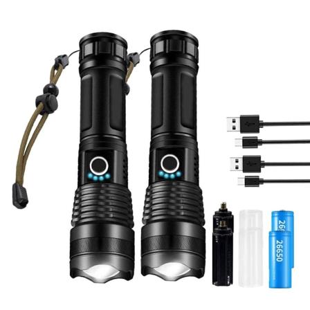 Ekstra sterk oppladbar LED-lommelykt XHP50 - 2-Pack - Perfet