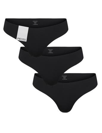 Pcnamee Thong 3-Pack Noos Stringtruse Undertøy Svart Pieces*Betinget Tilbud