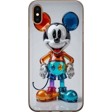 Apple iPhone XS Max Gjennomsiktig deksel Mickey futuristisk fargerik figur glossy leketøy krom neon Disney popkunst moderne samleobjekt livlig karakt