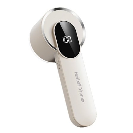 Genopladelig fnugfjerner - med 1 ekstra rustfri stålklinge, digitalt LED-display (hvid)