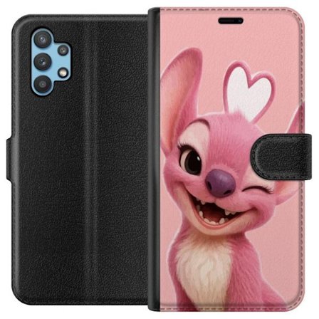 Kompatibelt Plånboksfodral till Samsung Samsung Galaxy A32 5G Ängel rosa figur blinkar lekfull design med hjärta glädje kärlek och mjuk charmig s