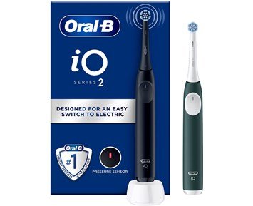 Oral-B iO2 Duo Night Black / Forest Green - 2-pack eltandborstar med automatisk trycksensor
