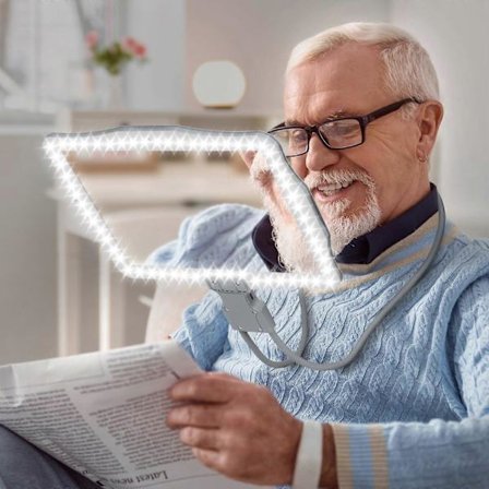 Stor Håndfri Lup med Lys og 50 Ultra-Lyse LED'er, Kompatibel med Læsning, Reparation, Syning, Svagt Syn, Ældre, Fuld Sidestørrelse