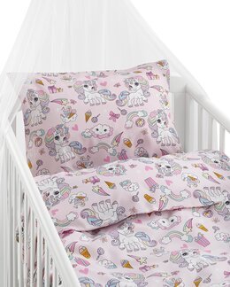 Påslakanset Enhörning spjälsäng 2-delar Rosa - Borganäs of Sweden