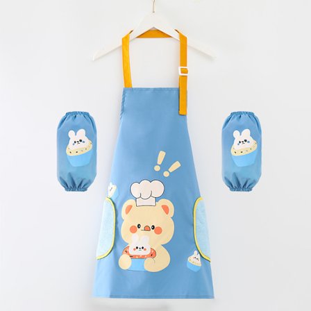 /#/Lasten maalausessu sininen karhu 1 kpl vedenpitävä liivi pitkähihainen maalauspaita tytöt pojat 2-8 vuotta/#/